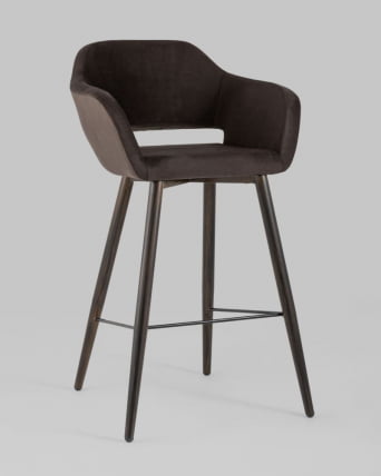 Стул барный Саймон Б велюр Темно-коричневый_1
