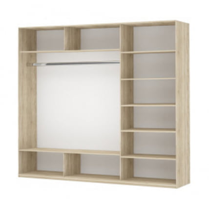 Шкаф-купе трехдверный Прайм 1800 ДСП/Зеркало/ДСП Белый снег_1