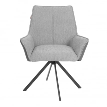 Кресло Murano/Мурано опора 360, велюр/букле (HYP)/Экокожа, светло-серый/графит_4