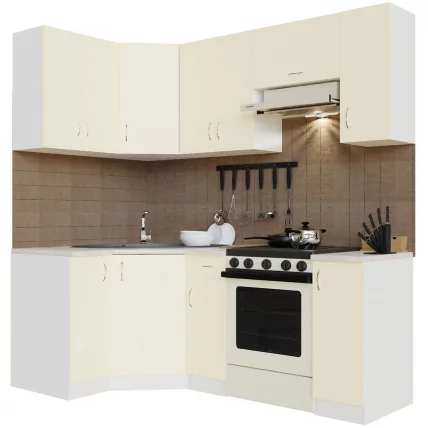 Гарнитур кухонный 2400 угловой с мойкой и сушкой Нарцисс ГКУСМ2400-5.6.2 Белый Крем_0