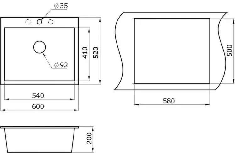 Кухонная мойка GRANULA 6001 Шварц_1
