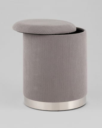 Пуф Эмили с ящиком серебро вельвет серый_6
