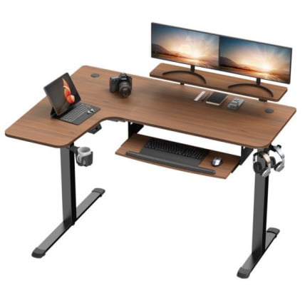 Стол для компьютера угловой (левый) c электрической регулировкой по высоте EUREKA ERK-L60L-WN_2