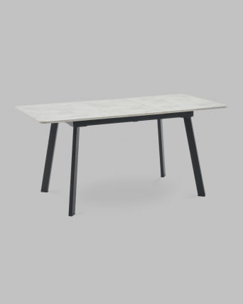 Стол Бату нев 120-160/80/76, столешница ЛМДФ, ароза светлая, подстолье металл черный / Batu new_2