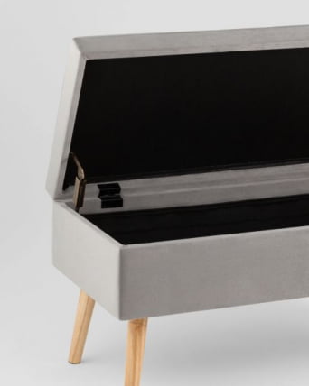 Банкетка Сторми с ящиком велюр серый_3