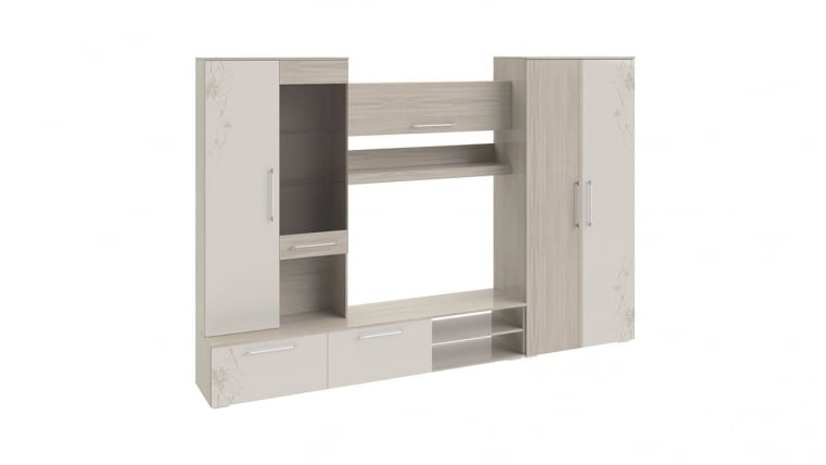 Стенка Мишель Ясень шимо/Бежевый глянец_1