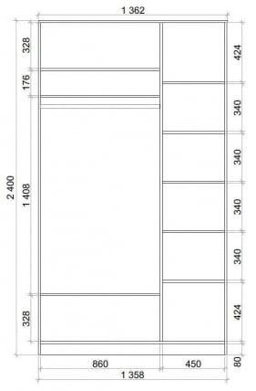 Шкаф-купе Хит-24-14-77 Орхидея Белая шагрень_2