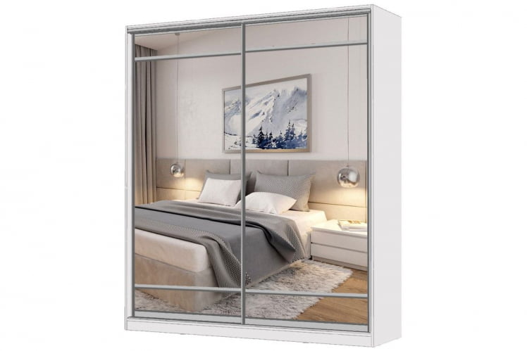 Шкаф-купе 2-х дверный Виктория 1800х584х2300, Белый 18ДЗЗЗДЗЗЗ-ПППП-Б 310-594_0