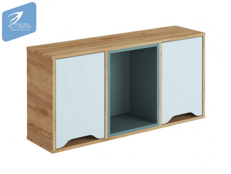 Полка навесная RICH ПН-001 Мята/Сумеречный голубой/дуб крафт золотой_1