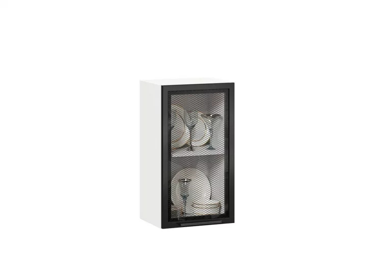 Шкаф кухонный 400 со стеклом Герда ЛД 279.320.000.024 Белый/Черный/Антрацит_0