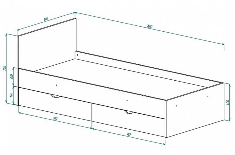Кровать с выдвижными ящиками КР900Г Дуб сонома_2