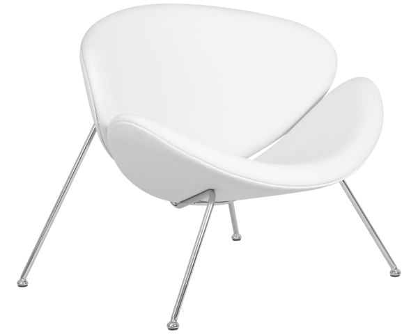 Кресло дизайнерское ДОБРИН ЕМИЛЙ (белый винил ЙП17, хромированная сталь) 2 шт / DOBRIN EMILY YP17,_2