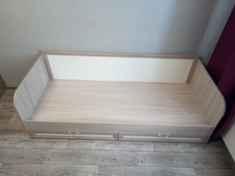 Кровать с ящиками Остин Модуль №23 Ясень шимо светлый/белый_1