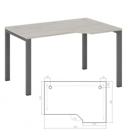 Стол эргономичный правый на металлоопорах New Line NLN36322524 Дуб шамони светлый_1