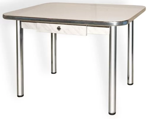 Стол обеденный Ломберный с ящ ХРОМ 1 кат. 4020 мат ЛДСП Белый_1