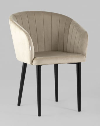 Стул с подлокотниками Нейтон велюр Бежевый_1