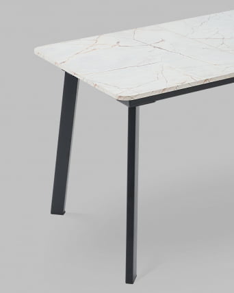 Стол Бату нев 120-160/80/76 азул оникс подстолье металл черный / Batu new_6