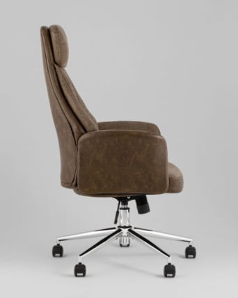 Кресло офисное TopChairs Neoma коричневый экокожа ткань_2