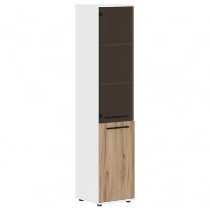 Шкаф-колонка комбинированная левая EDIS EHCS 42.2 L Дуб Денвер светлый Черный Белый_0