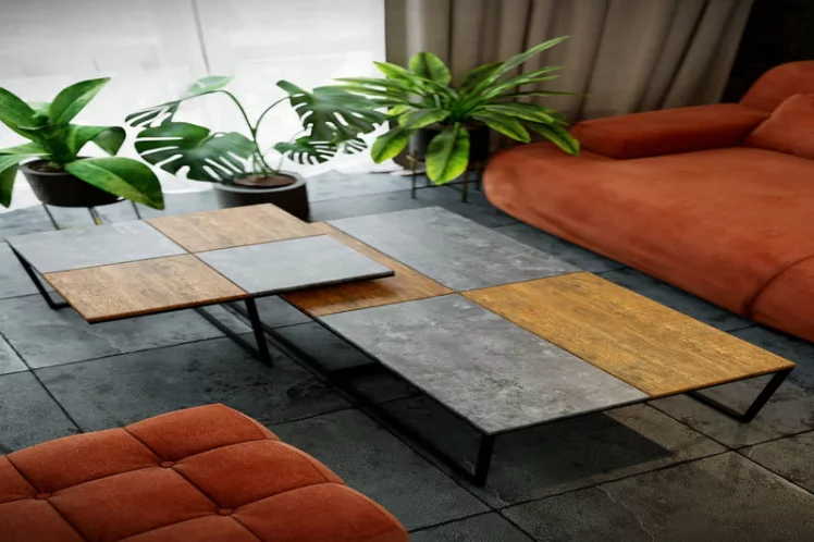 Стол журнальный Фьюжн квадро Дуб американский/серый бетон_3