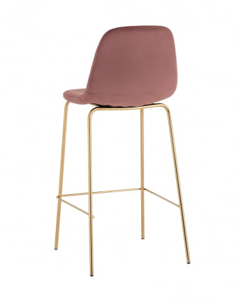 Стул барный Валенсия SN золотые ножки велюр Пыльно-розовый_4
