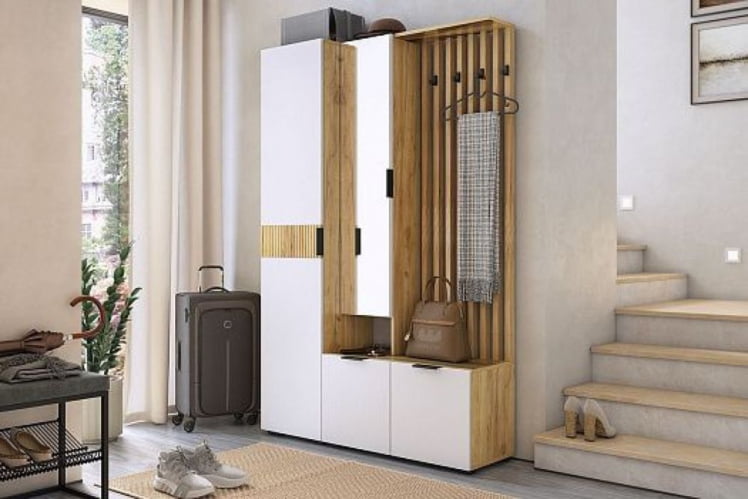 Прихожая Бери MPR-021 Дуб крафт золотой/белое дерево_16