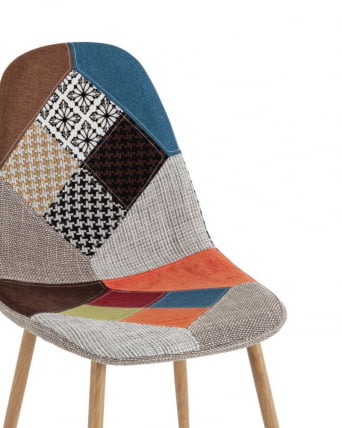 Комплект из четырех стульев Валенсия СН пэчворк, обивка ткань ножки металл с принтом под дерево / SN_7