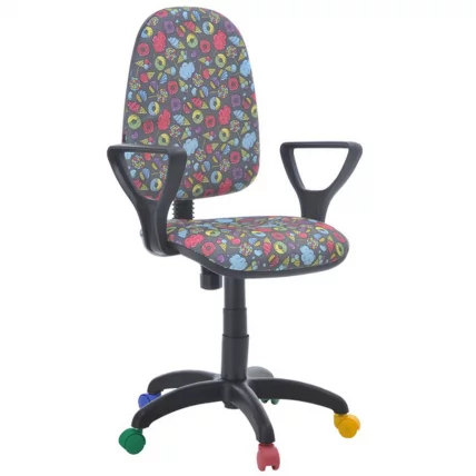 Кресло Престиж KIDS Космос Черный пластик Цветные колеса_0