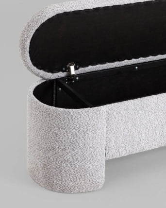 Банкетка Такс с местом для хранения букле светло-серый / Taks_3