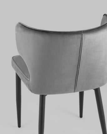 Стул Матео черные ножки велюр Серый_6