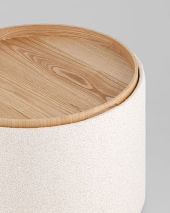 Пуф с ящиком Хюгге L букле бежевый_2