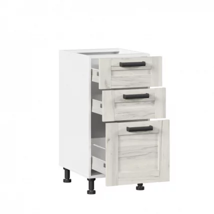 Тумба кухонная 400 с 3 ящиками ЛЮКС (4) Тип 1 Винченца ЛД 234.880.000.020 Белый Дуб Крафт белый_1