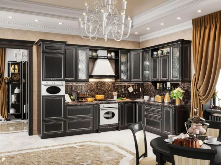 Шкаф кухонный настольный с витриной 600 Италия ЛД 275.776.000 Черный Дуб темный_2