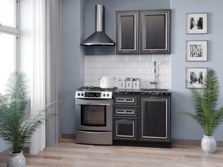 Кухонный гарнитур 1500 Италия №06 Черный Дуб темный_0