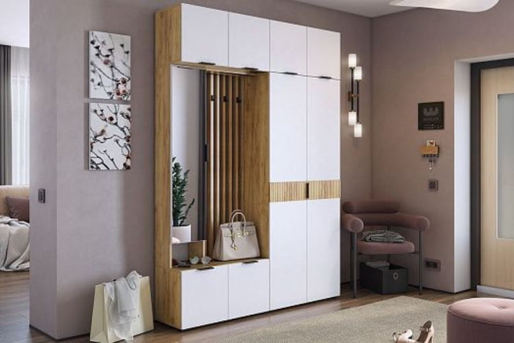 Шкаф двухдверный Бери MPR-024 Дуб крафт золотой/белое дерево_12