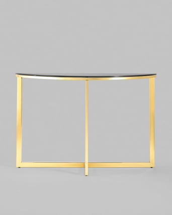 Консоль полукруглая АЛЬБА 115x30 Золото (стекло черное)_2