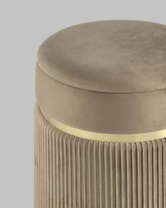 Пуф Миранда с ящиком велюр Бежевый_4