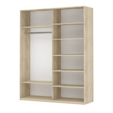 Шкаф-купе двухдверный Прайм 1400 ДСП/Белое стекло Белый снег_1