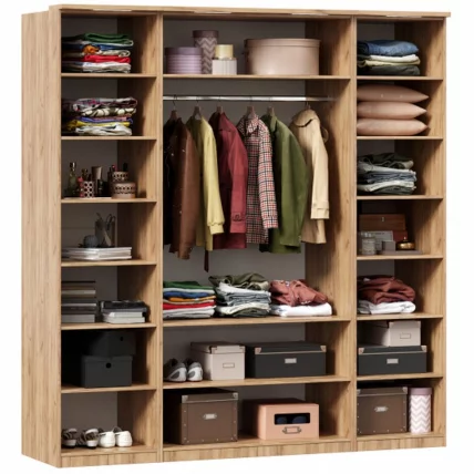 Шкаф четырехстворчатый с 2 зеркалами и декоративными накладками Фиджи 009 Дуб Золотой Антрацит_2