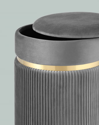 Пуф Миранда с ящиком велюр Серый_3