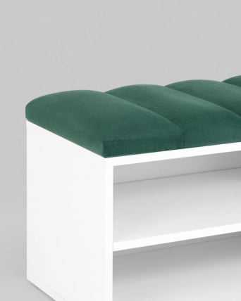 Обувница Хольст белая велюр Зеленый_3