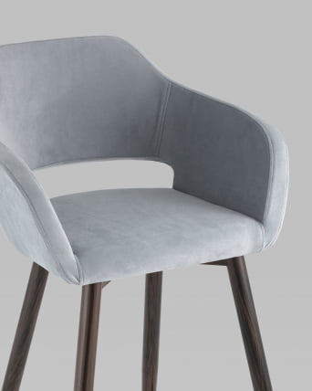 Стул барный Саймон Б велюр Серый_7