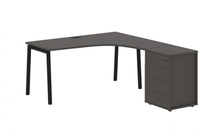 Стол эргономичный с тумбой (правый) EDIS ELCET 1518 R Мокко Черный_0