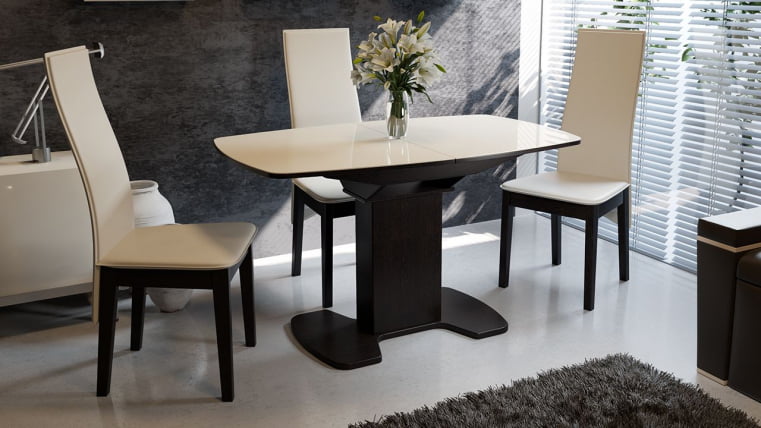 Стол обеденный Портофино СМ(ТД)-105.02.11(1) Венге/Стекло бежевое_3