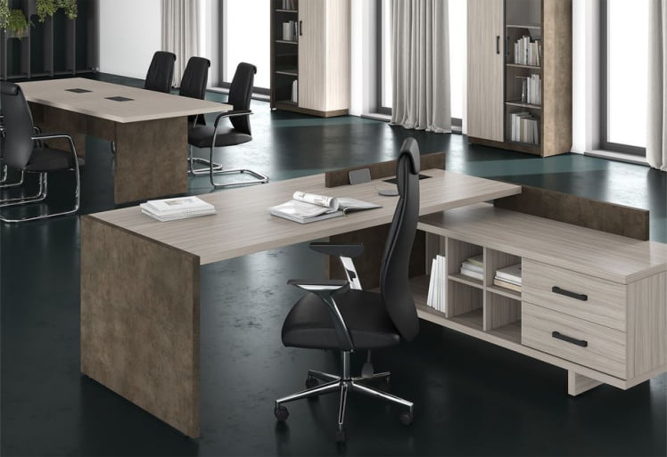 Кабинет руководителя WOOD&STONE №03 Бетон Чикаго темный Дрифтвуд_0