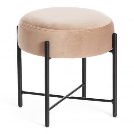 Банкетка AMBER металл, ткань, 41*41*40 см, бежевый/черный_0