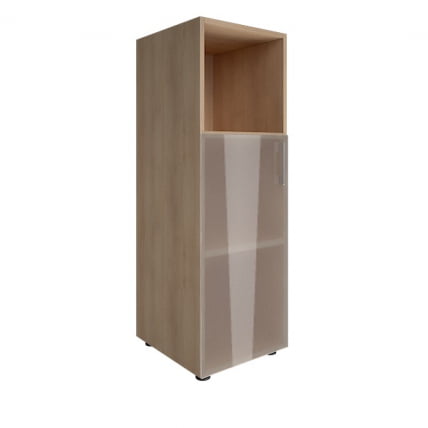 Шкаф книжный средний со стеклом без топа YALTA LT-SU 2.2Л Снежная Платина_0