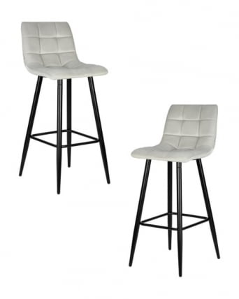 Стул барный DOBRIN NICOLE (черные матовые ножки, светло-серый велюр (108-52)) 2 шт_0