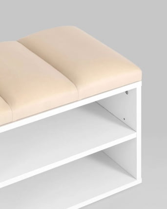 Обувница Хольст 2 белая велюр Бежевый_4