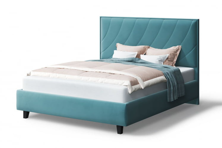 Кровать СОФИЯ 2000*1600мм (на опорах), велюр NEO 22 (бирюзовый), (б/основания, б/матраса)_0
